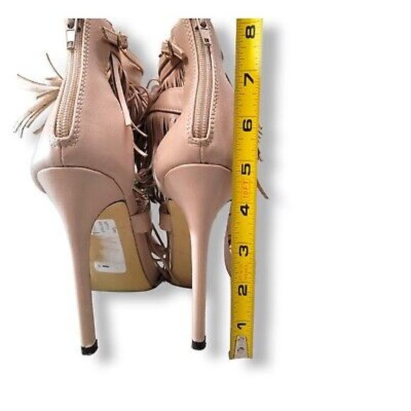 Liliana CG69 Women's Leatherette Open Toe Fringe Zip Stiletto Heel Sandal Size 8 - Picture 3 of 3